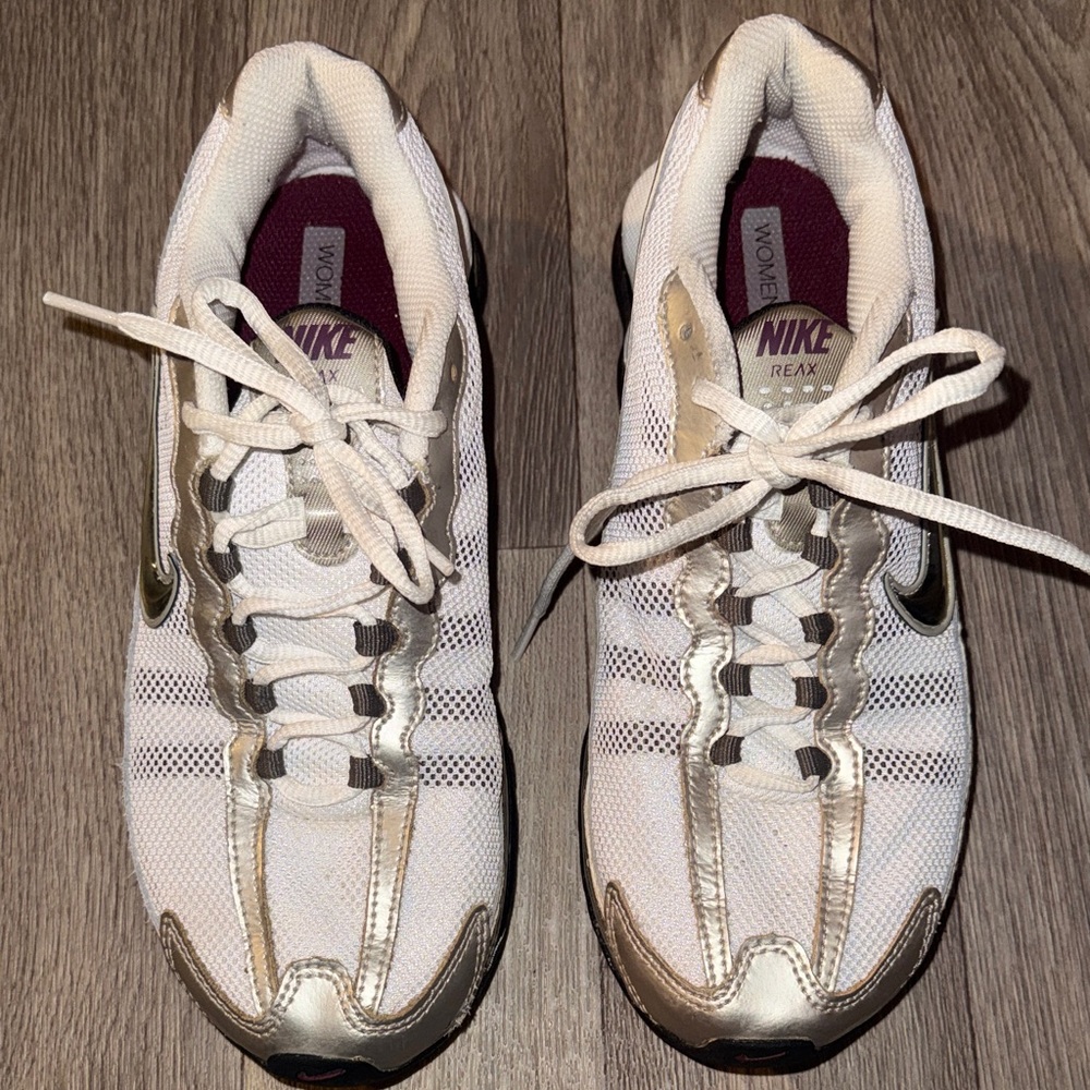 Nike Women's White and Gold Reax BRS1000 Running Shoes